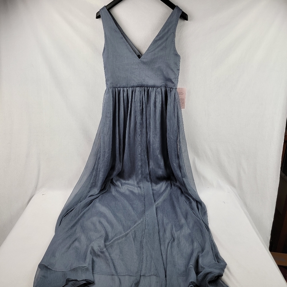 NWT BHLDN vneck grey chiffon bridesmaid formal maxi dress - Picture 5 of 7